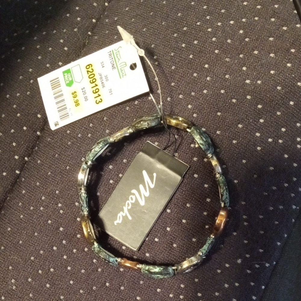Nadri Green and Brown Beaded Bracelet